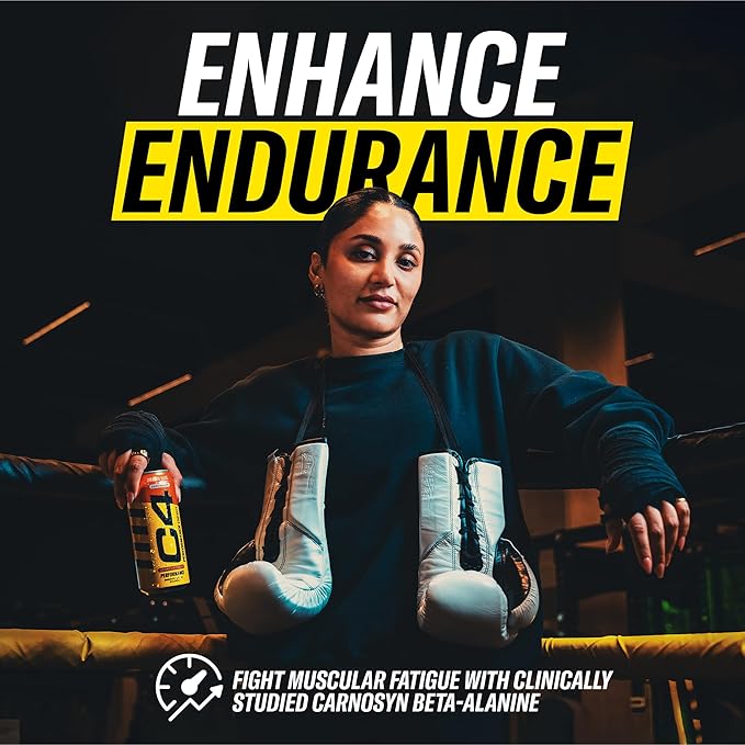 C4 Energy Carbonated Zero Sugar Energy Drink Pre Workout Drink + Beta Alanine Orange Slice 16 Fl Oz (Pack of 12)