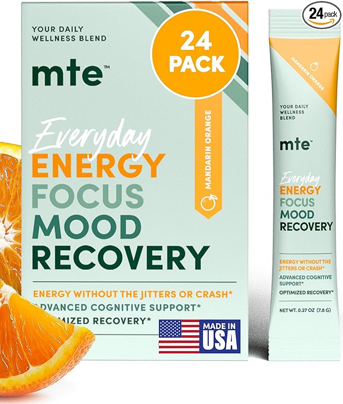 MTE Caffeine-Free Energy Drink Powder with Paraxanthine – Clean Energy for Focus Mood &amp Productivity | 24 Energy Drink Packets