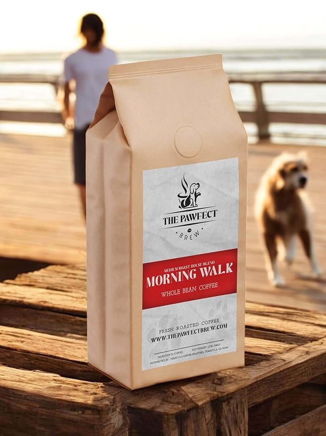Dog Lover's Coffee Morning Walk Breakfast Blend by The Pawfect Brew | Medium Roast Whole Bean Coffee 1lb| Specialty-Grade Central &amp South American | 25% of profits donated to to Animal Rescue