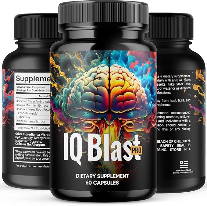 Official - IQblast Pro Supplement Capsules Brain Pills for Memory and Focus IQblastpro Blaster Premium Clarity Support Advanced Formula Reviews All Natural Ingredients (2)