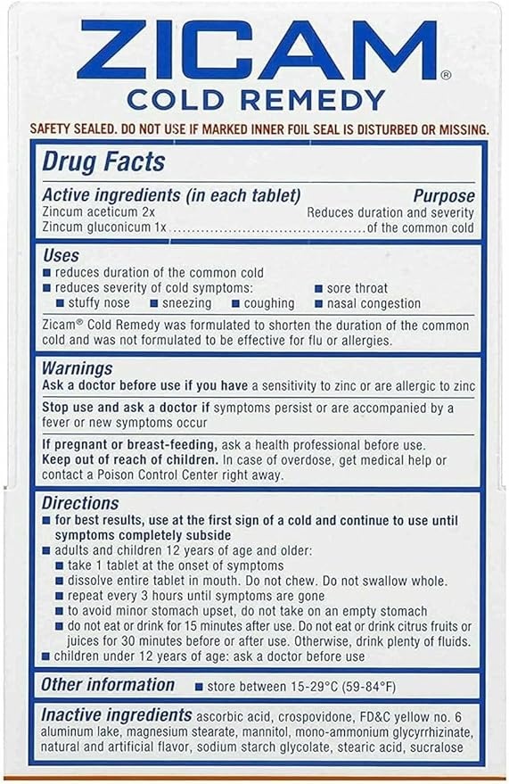 Zicam Cold Remedy Rapidmelts Citrus Flavor 25 tabs (Pack of 3)