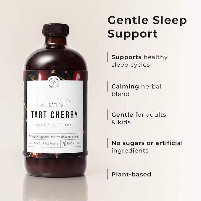 Rowe Casa Organics Tart Cherry Organic Sleep Support with Valerian Root Supports Sleep Cycle Regulation and Muscle Recovery (16 Fl Ounces)