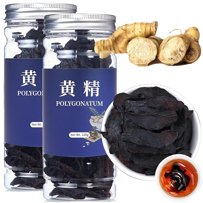 Wanhua Hall Rhizoma PolygonatiHuangJing 8.5oz/240g Chinese Raw Materials Wild Polygonatum Rhizoma Polygonati 黄精 熟地黄 Natural Herbal Tea Caffeine-free