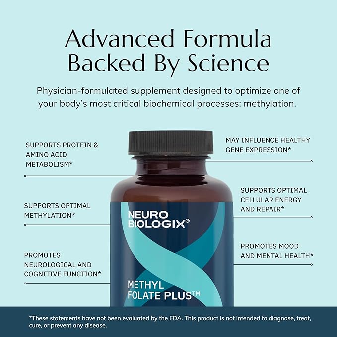 Neurobiologix Methyl Folate Plus Advanced Blend of L-5 Methylfolate Folinic Acid &amp B Vitamins Supports Healthy Methylation Brain &amp Heart Function for Men &amp Women Gluten Free 90 Capsu