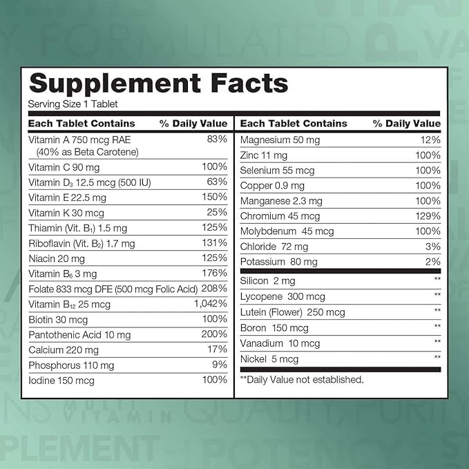 Kirkland Signature Adult 50+ Multi Vitamins &amp Minerals 400 Tablets (2 Pack)