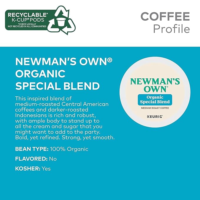 Newman's Own Organics Special Blend Extra Bold Coffee Keurig K-Cups 18 Count