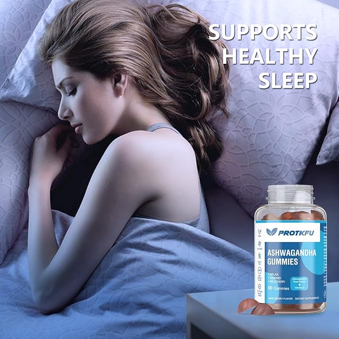 2 Pack Ashwagandha Gummies &amp Vitamin D3 Gummies Organic Aswangdha Supplement for Improve Sleep Stress Relief &amp Mood Calm (Non-GMO Gluten-Free &amp Sugar Free)