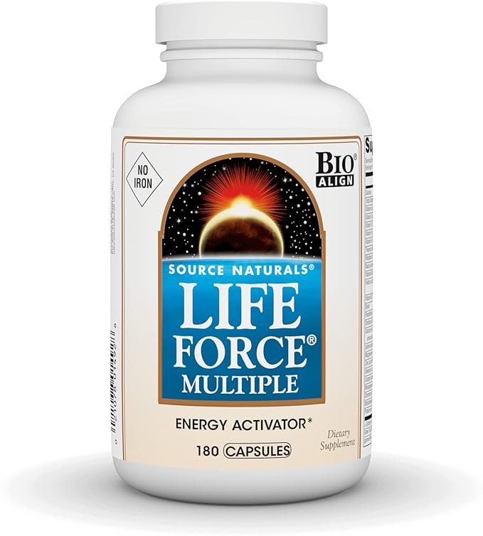 Source Naturals Life Force Multiple Energy Activator* Iron Free Daily Multivitamin High Potency Essential Vitamins Minerals Antioxidants &amp Nutrients - 180 Capsules