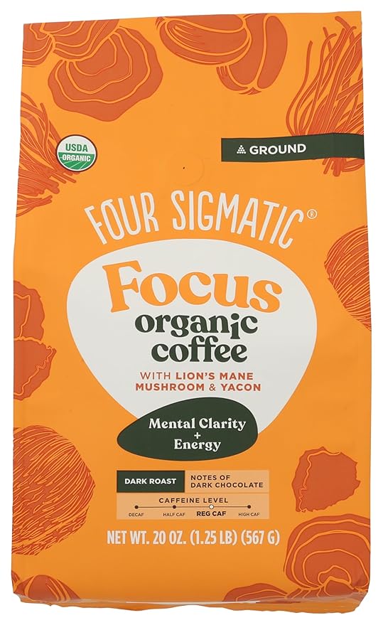Four Sigmatic Organic Focus Dark Roast Ground Coffee 20 Ounce