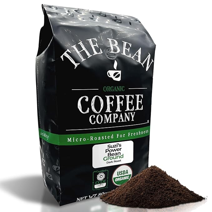 The Bean Organic Coffee Company Suzi's Power Bean Dark Roast Ground Coffee 5-Pound BagCafé molido tostado organico