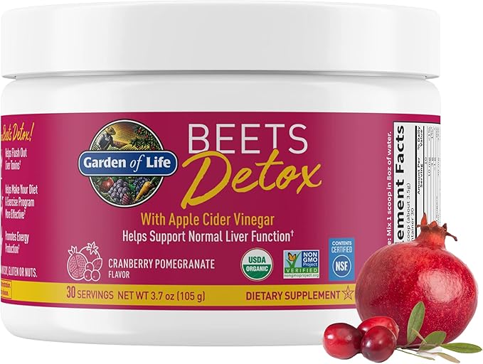 Garden of Life Organic Beet Root Powder with Antioxidants Vitamin C Probiotics &amp Apple Cider Vinegar for Digestive &amp Liver Health – BEETS Detox – Vegan Non GMO Cranberry Pomegranate 30 Se