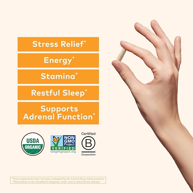 ORGANIC INDIA Ashwagandha Capsules - Organic Ashwagandha Supplement - Vegan Ashwagandha Root Gluten-Free Kosher Non-GMO Supports Stress Relief Energy and Sleep - 90 Capsules