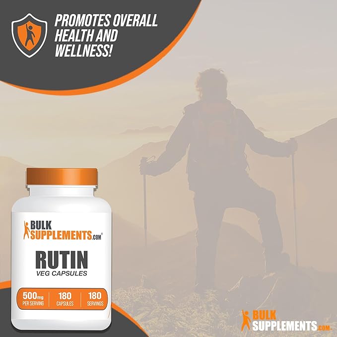 BulkSupplements.com Rutin 500mg Capsules - from Saphora Japonica Rutin Supplement Rutin Pills - Antioxidants Supplement - Vegan &amp Gluten Free 1 Capsule per Serving 180 Veg Capsules