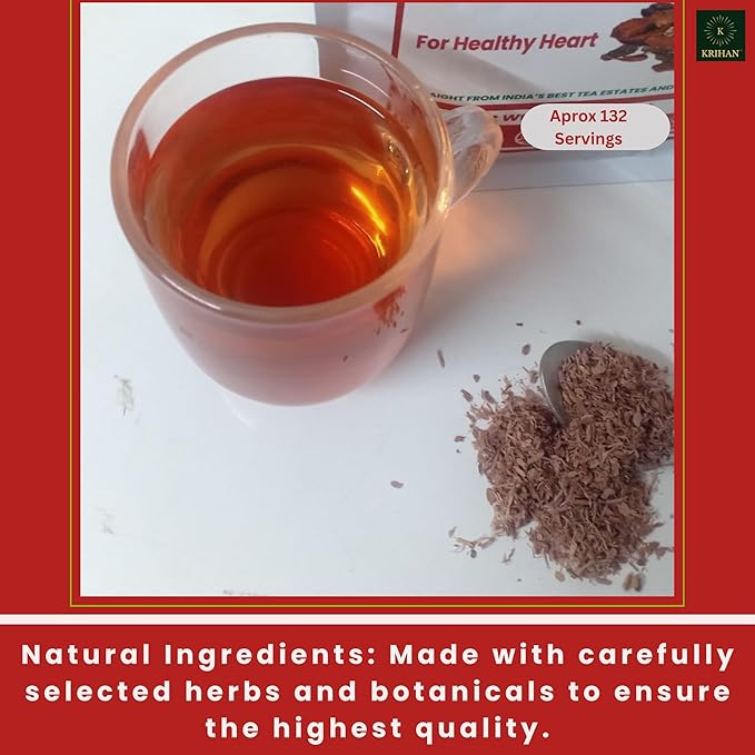 Organic Arjuna Bark Tea (Terminalia Arjuna) - 132+ Count | 100% Natural Whole Loose Arjun Ki Chaal for Heart Health &amp Wellness Support/Caffeine-Free Herbal Tea | 7.05 Oz (200g)