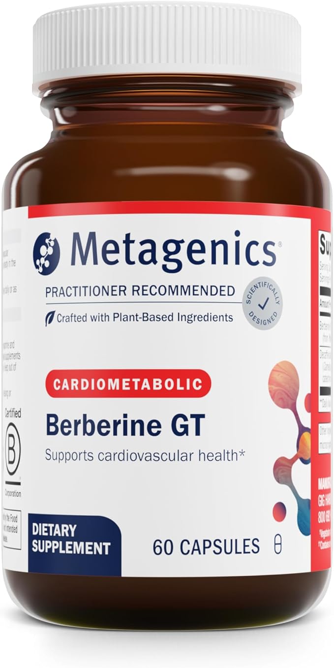 Metagenics Berberine GT - Berberine Supplement 500 mg - Supports Heart Health Healthy Cholesterol Triglyceride &amp Carbohydrate Metabolism - Non-GMO Gluten-Free Vegetarian - 60 Capsules