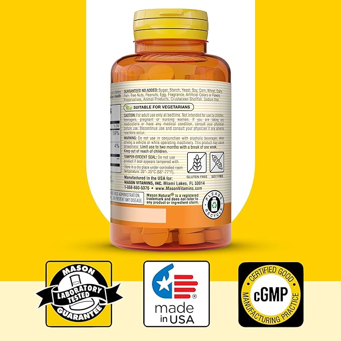 MASON NATURAL Melatonin 5 mg with B6 and Calcium - Natural Sleep Aid Supports Healthy Sleep &amp Rest 60 Tablets (Pack of 3)
