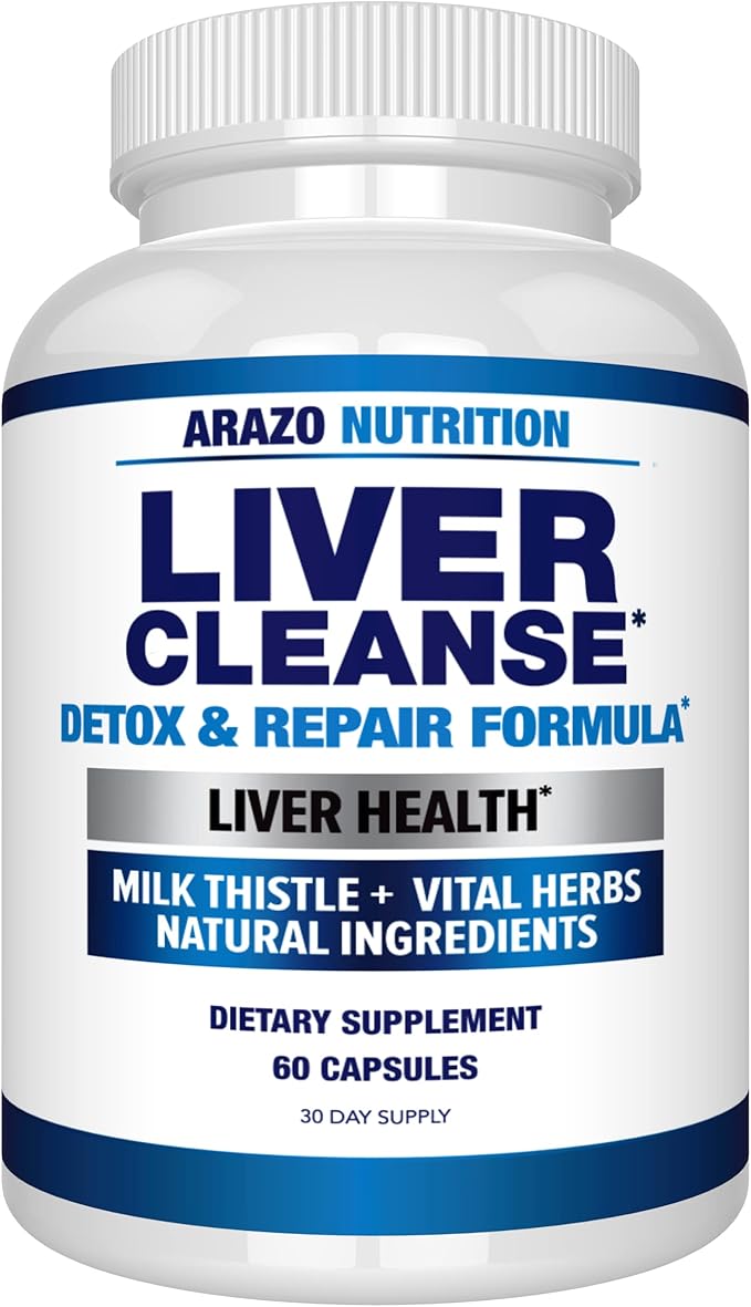 Arazo Nutrition Liver Cleanse Detox &amp Repair Formula – Milk Thistle Herbal Support Supplement: Silymarin Beet Artichoke Dandelion Chicory Root