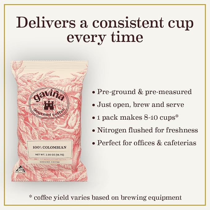 Gaviña Gourmet Coffee 100% Colombian Supremo portion packs Medium Roast 42 x 2 oz