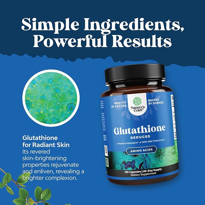 Reduced Glutathione Supplement with Milk Thistle - 1000mg per Serving Pure L Glutathione with Alpha Lipoic Acid &amp Milk Thistle Silymarin for Skin Radiance Liver Support &amp Immune Support - 120