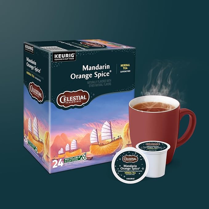 Celestial Seasonings Mandarin Orange Spice Herbal Tea Single-Serve Keurig K-Cup Pods 96 Count