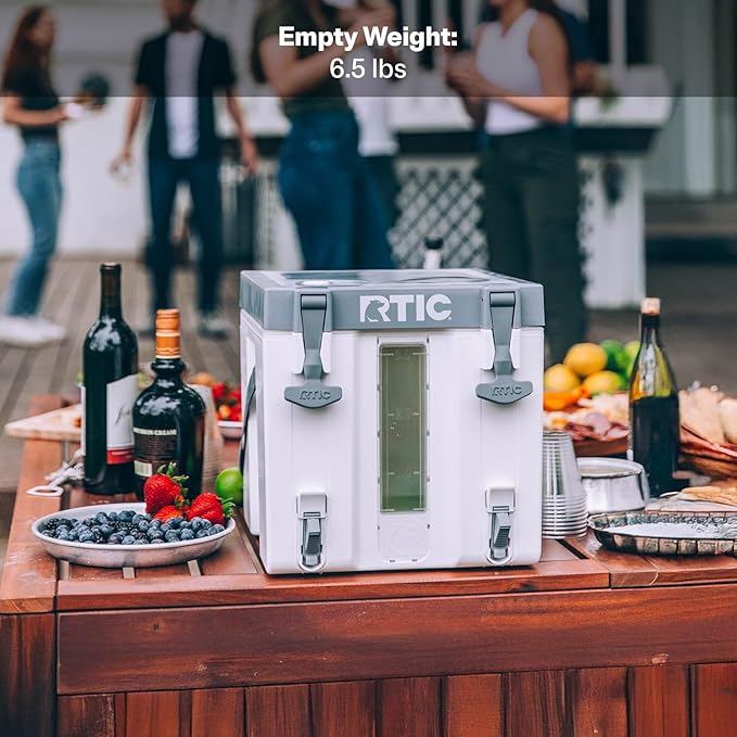 RTIC Halftime Water Cooler 3 Gallon Portable Carrier Container Drink Beverage Dispenser Stackable with 2 Taps Bottleless BPA-Free for Sports Camping BBQ Parties Picnic Cobalt &amp White
