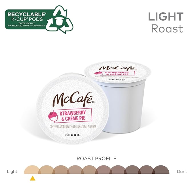 McCafé Strawberry &amp Crème Pie Light Roast Flavored Coffee Single Serve Keurig® K-Cup Pods Limited Edition 96 Count