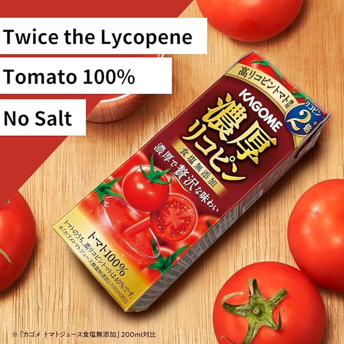 Kagome Tomato Juice Twice The Lycopene 6.7floz(195ml) Pack Of 6 No Sugar No Salt 100% Tomato Juice