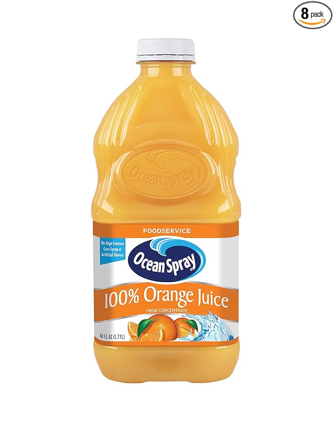 Ocean Spray 100% Orange Juice 60 Ounce Bottles (Pack of 8)