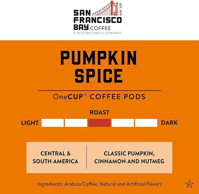 San Francisco Bay Compostable Coffee Pods - Pumpkin Spice (80 Ct) K Cup Compatible including Keurig 2.0 Flavored Medium Roast
