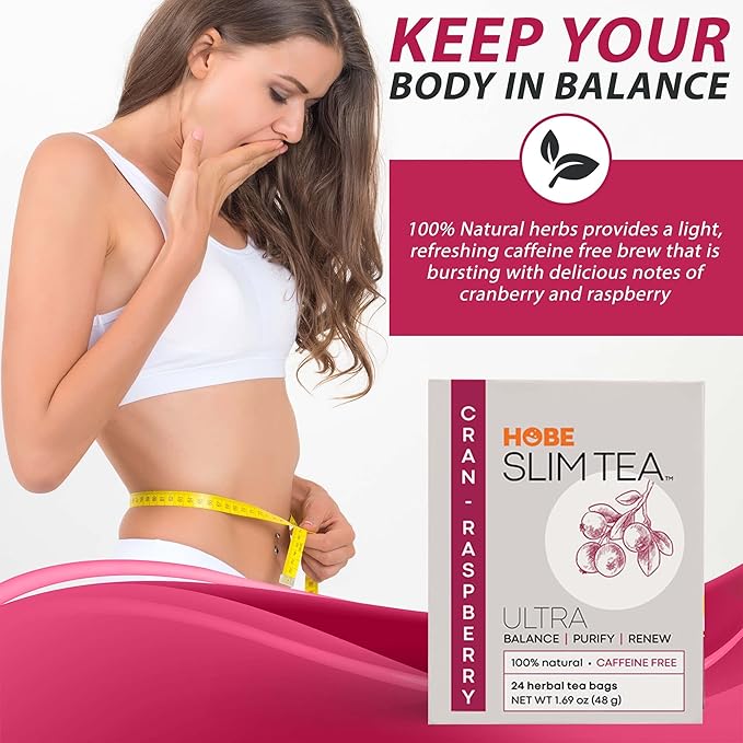 Hobe Labs Cran-Raspberry Tea - Natural Herbal Infusion for Body Balance and Refreshment - Caffeine-Free (96 Tea Bags)
