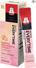JUNG KWAN JANG Everytime Korean Red Ginseng Extract 1000mg &amp Grapefruit - Vegan Ginseng Root Energy Drink Liquid Stick Supplements - Builds Stamina &amp Immunity No Caffeine (10 Sticks 0.34 fl