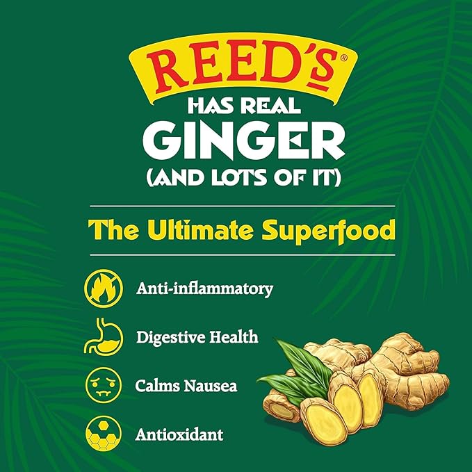 Reed's Strongest Ginger Beer - 3x Fresh Ginger Root for Intense Spice - 12oz Glass Bottles 12 Pack