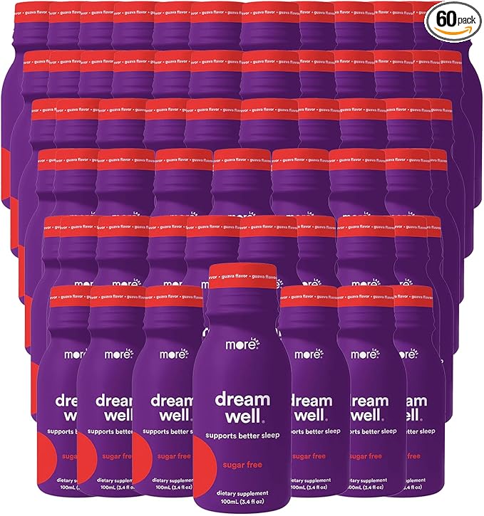 More Labs Dream Well Holistic Sleep Shot Drink 60 Pack | Non-Habit Forming | Lemon Balm Melatonin and Glycine | Sleep Support Solution