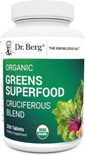 Dr. Berg's Greens Superfood Cruciferous Vegetable Tablets - Vegetable Supplements for Adults w/ 11 Phytonutrient Super Greens Tablets - Energy Immune System &amp Liver Veggie Tablets - 250 Tablets