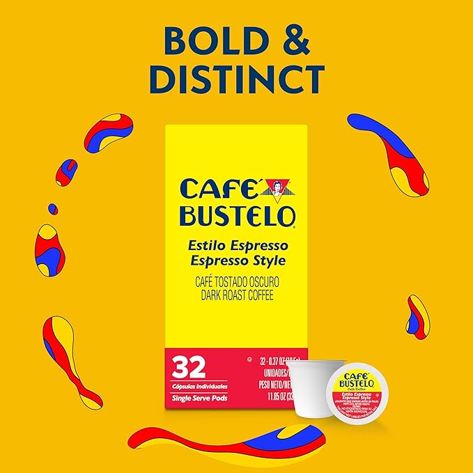 Café Bustelo Espresso Style Dark Roast Single Serve Coffee Pods 32 Count (Pack of 1)