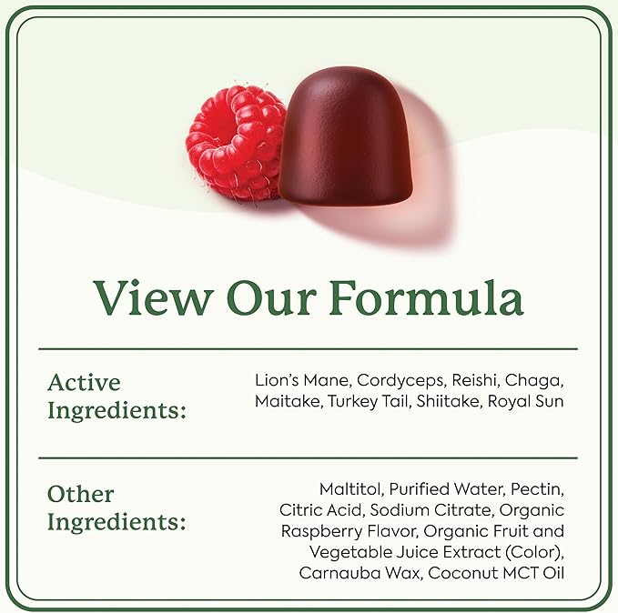 Plant People WonderDay Mushroom Gummies - Lion’s Mane Cordyceps Chaga Mushroom Supplement to Support Immune System De-Stress Boost Mood &amp Energy in Adults Natural Vegan Non-GMO (60 Count)
