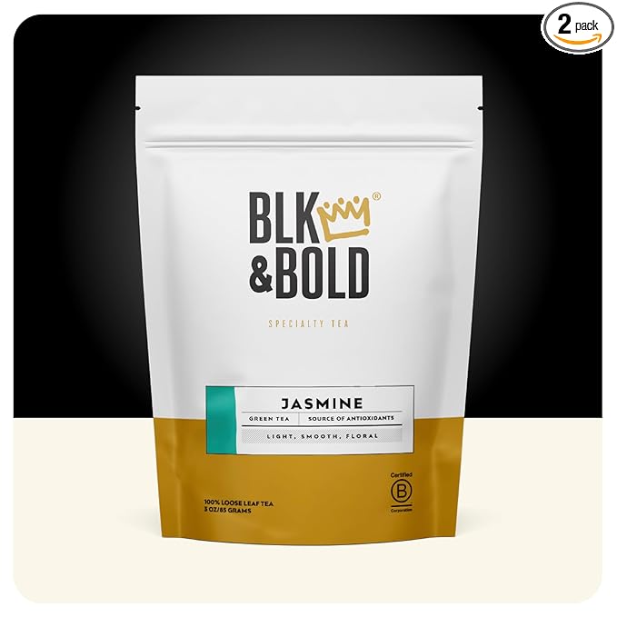 BLK &amp Bold Jasmine Loose Leaf Green Tea Lightly Sweet &amp Floral Smooth Aromatic Blend 3 oz (2 Pack)
