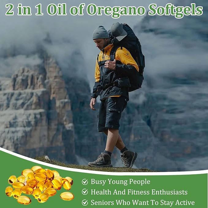 Oil of Oregano with Black Seed Oil 2 in 1 Organic Oregano Capsules for Immune Support &amp Overall Wellness Non-GMO Gluten Free 300 Softgel