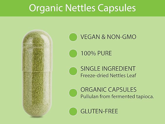 KOYAH - Organic Stinging Nettle Leaf Capsules – Freeze-Dried – 300 mg (2400 mg Fresh) Upper Respiratory Support &amp Immune Support - 60 Capsules