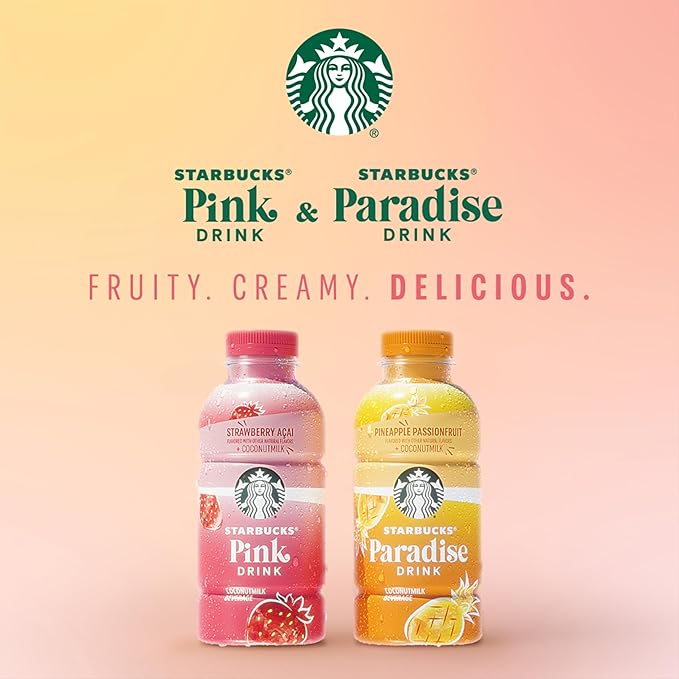 Starbucks Pink Drink Strawberry Acai with Coconut Milk 14oz Bottles (24 Pack)