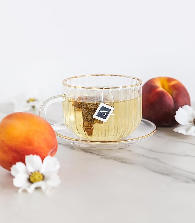 Arbata Serenity Peach Tea 24 Pyramid Tea Bags – Artisanal Decaf Herbal Tea with Peach Apple Chamomile &amp Lemon Verbena Caffeine-Free Herbal Tea Sachets