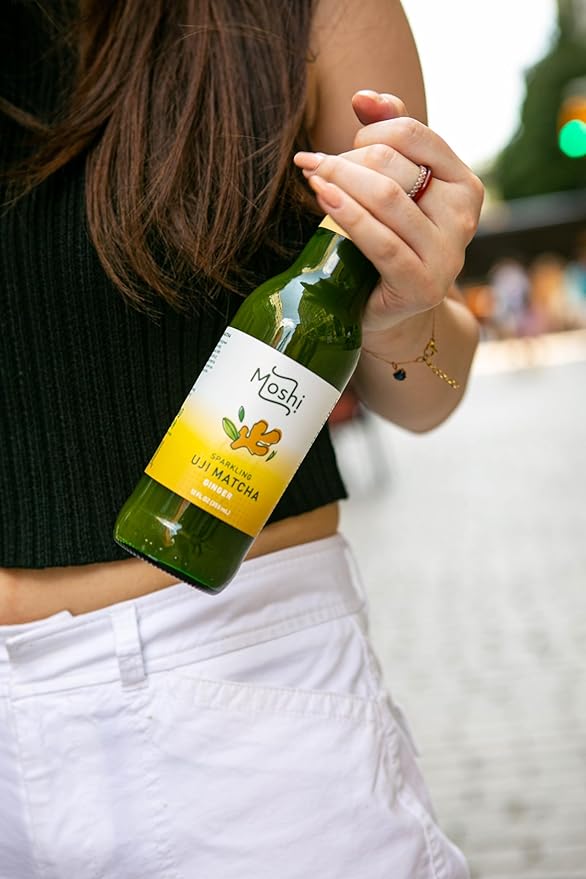 Moshi Sparkling Drinks - Ginger Matcha (12 Bottles)