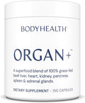 BodyHealth Organ+ Grass-Fed Glandular Organ Complex Grassfed Beef Organ Supplement Dessicated Beef Liver Heart Kidney Pancreas Spleen Non GMO Adrenal Supplement (150 Capsules)