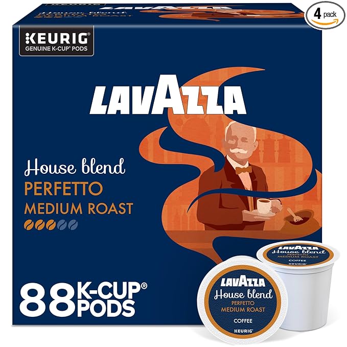 Lavazza House Blend Perfetto Single-Serve Keurig K-Cup Pods Medium Roast Coffee 88-Count Box (4 Packs of 22)