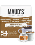 Maud's Salted Caramel Sweet Hazelnut &amp Cinnamon Roll Flavored Pods Bundle 54 ct Medium Roast Flavored Coffee in Single Serve Pods – 100% Arabica Coffee Compatible with Keurig K Cups Maker