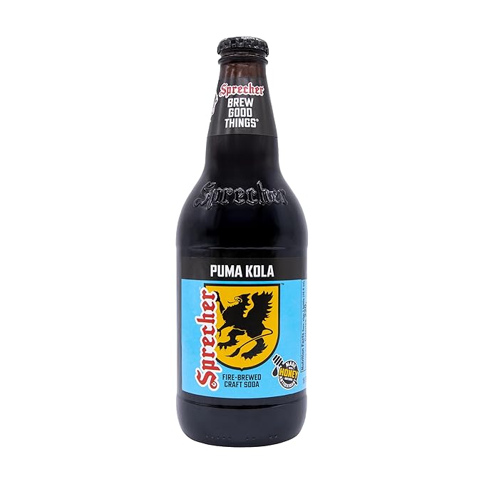 Sprecher Puma Kola in 16 fl oz Glass Bottles (24 Pack) Fire Brewed Craft Cola Soda with Real Honey Smooth Classic Cola Flavor Naturally Flavored Gourmet Soft Drink