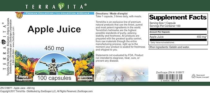 Apple Juice - 450 mg (100 Capsules ZIN: 518977) - 3 Pack
