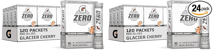 Gatorade G Zero Sports Drink Mix Powder PacketsGlacier CherryElectrolyte Powder Drink Mix for HydrationZero Sugar(Pack of 240)