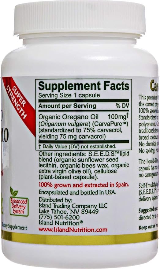 Oregano Oil Capsules Organic Ingredients - Super-Strength Grown in Spain 90-ct Liquid-Filled - Organic Oil of Oregano Capsules with Enhanced Delivery