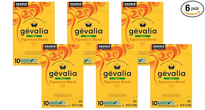 Gevalia Blend Decaf Mild Light Roast K-Cup Coffee Pods 3.4 Oz (Pack of 6)
